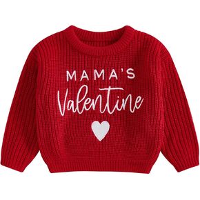 Newborn Baby Girl Valentines Sweater Heart Embroidery Long Sleeve Knitted Pullovers Cute Fall Winter Clothes in Kuwait
