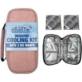 حقيبة سفر معزولة بالأنسولين من تشيلز آر إكس معتمدة من إدارة أمن المواصلات الأمريكية - مبرد سفر طبي لأقلام الأنسولين، حقيبة إمداد لمرضى السكري مع ورقتين لف الثلج قابلتين لإعادة الاستخدام - دواء GLP-1، منظم رعاية مرضى السكري (أزرق) in Kuwait