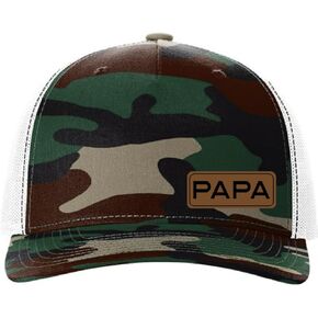 PAPA Vegan Leather Patch Cap, Richardson 112, Richardson Hat, Dad Hat, Dad Gift, Dad Birthday Gift, Richardson Cap in Saudi Arabia