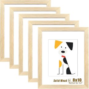 إطار صورة LUCKYLIFE مقاس 11x14 من الخشب الطبيعي الصلب، يعرض صورة مقاس 8x10 مع حصيرة أو 11x14 بدون حصيرة للتعليق على الحائط، مجموعة من 5 in Kuwait