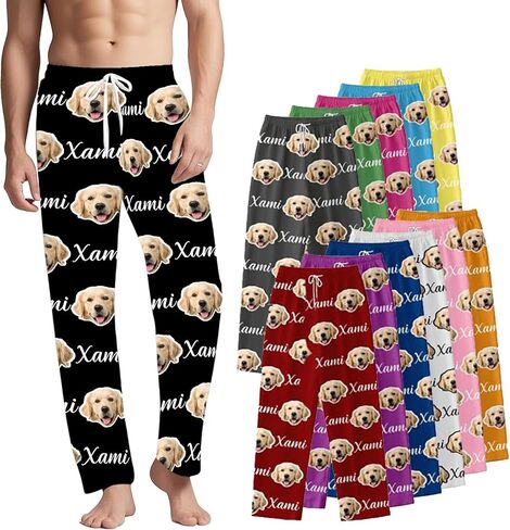 Custom Men's Pajama Pants - Funny Personalized PJs with human & Face Photo or Text, Unique Gifts for Men Women in Saudi Arabia
