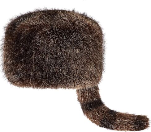 Raccoon Tail Hat for Women Men Faux Fur Coonskin Hat Funny Cosplay Cap Gag Gift and Costume in Saudi Arabia