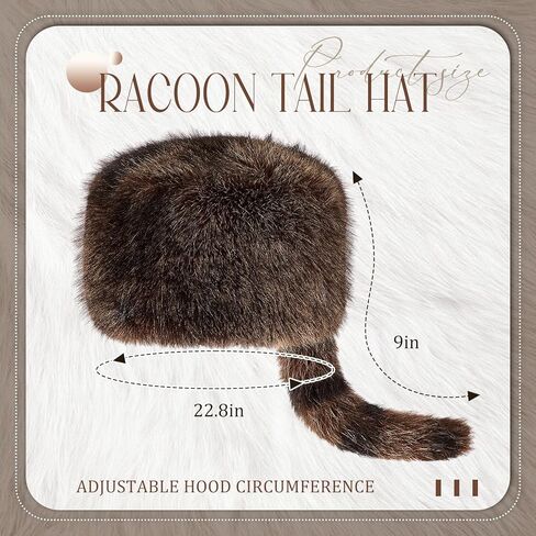Raccoon Tail Hat for Women Men Faux Fur Coonskin Hat Funny Cosplay Cap Gag Gift and Costume in Saudi Arabia