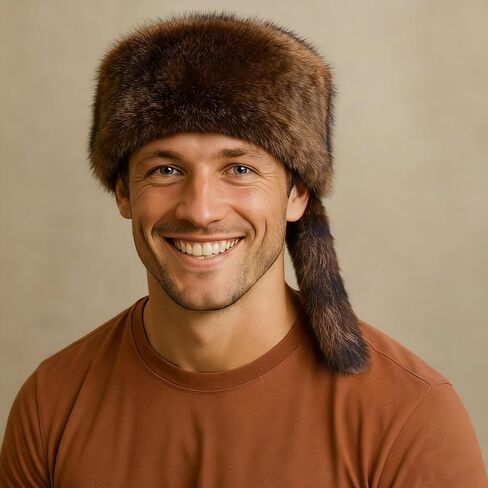 Raccoon Tail Hat for Women Men Faux Fur Coonskin Hat Funny Cosplay Cap Gag Gift and Costume in Saudi Arabia