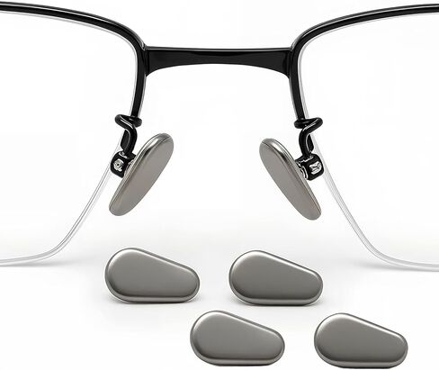2 Pairs of Anti Slip Metal Titanium Screw Eyeglass Nose Pads, Including a 3 in 1 Screwdriver and Screw Repair Kit, Suitable for Frame Glasses, Sunglasses, Business Series (Titanium Silver) in Saudi Arabia