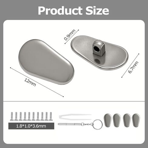 2 Pairs of Anti Slip Metal Titanium Screw Eyeglass Nose Pads, Including a 3 in 1 Screwdriver and Screw Repair Kit, Suitable for Frame Glasses, Sunglasses, Business Series (Titanium Silver) in Saudi Arabia