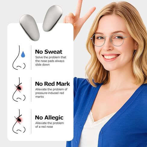 2 Pairs of Anti Slip Metal Titanium Screw Eyeglass Nose Pads, Including a 3 in 1 Screwdriver and Screw Repair Kit, Suitable for Frame Glasses, Sunglasses, Business Series (Titanium Silver) in Saudi Arabia
