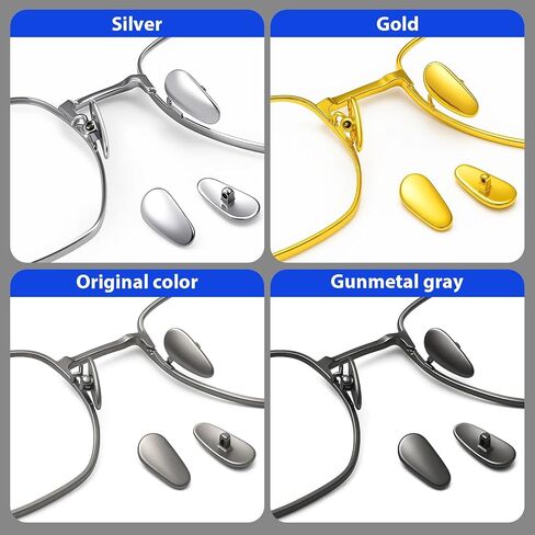 2 Pairs of Anti Slip Metal Titanium Screw Eyeglass Nose Pads, Including a 3 in 1 Screwdriver and Screw Repair Kit, Suitable for Frame Glasses, Sunglasses, Business Series (Titanium Silver) in Saudi Arabia