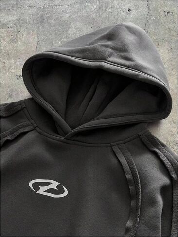GORGLITTER Men's Y2k Graphic Hoodie Oversized Baggy Long Sleeve Drop Shoulder Streetwear Cool Hooded Sweatshirt in Saudi Arabia