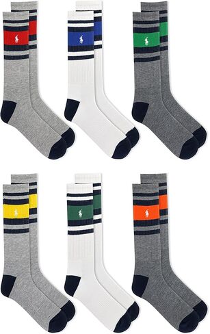 POLO RALPH LAUREN Men's 6-Pack Polo Sport Crew Socks 10-13 (Charcoal) in Kuwait