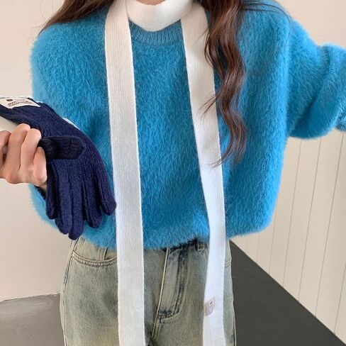 1pack Narrow Scarf Long Knitted Thin Scarf Autumn Warm Scarf Decoration Scarf Fashion Accessory in Saudi Arabia