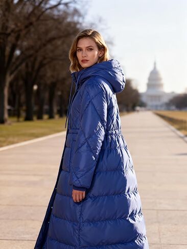 Women's Winter Full Length Duck Down Coat,Plus Size Long Puffer Jacket Parka for Ladies,Hooded,Thickened in Saudi Arabia