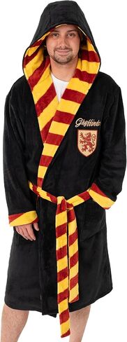 Harry Potter Gryffindor Unisex Black Hooded Bathrobe | Cosy Fleece Long Sleeve Loungewear for Relaxation | Movie House Merch in Saudi Arabia