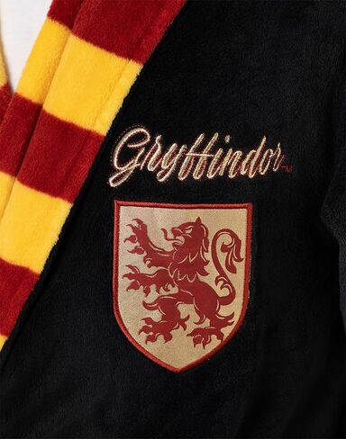 Harry Potter Gryffindor Unisex Black Hooded Bathrobe | Cosy Fleece Long Sleeve Loungewear for Relaxation | Movie House Merch in Saudi Arabia