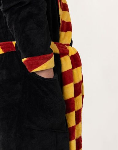 Harry Potter Gryffindor Unisex Black Hooded Bathrobe | Cosy Fleece Long Sleeve Loungewear for Relaxation | Movie House Merch in Saudi Arabia