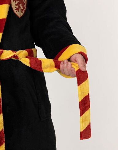 Harry Potter Gryffindor Unisex Black Hooded Bathrobe | Cosy Fleece Long Sleeve Loungewear for Relaxation | Movie House Merch in Saudi Arabia