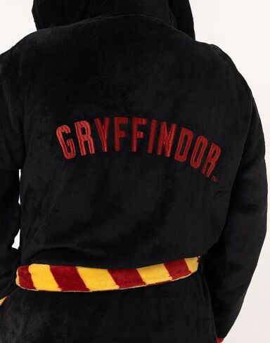 Harry Potter Gryffindor Unisex Black Hooded Bathrobe | Cosy Fleece Long Sleeve Loungewear for Relaxation | Movie House Merch in Saudi Arabia