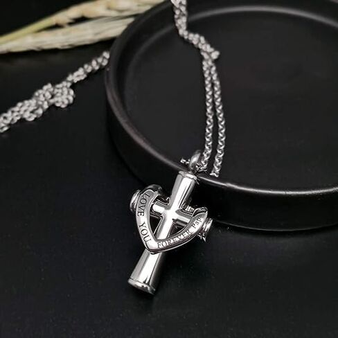 Cross Urn Necklaces for Ashes Religious Cremation Crucifix Keepsake Memorial Locket Pendant Necklace in Saudi Arabia