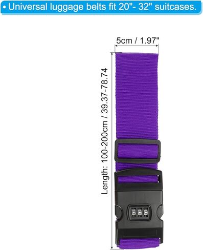 Luggage Straps, Suitcase Straps Adjustable Luggage Belts Strap with Combination Lock TSA Approved for Luggage Suitcases Travel, Purple in Saudi Arabia