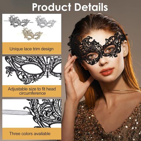 Grevosea Lace Masquerade Masks for Women, Halloween Multicolored Venetian Masks 1920s Vintage Antique Mask for Carnival Mardi Gras Prom and Costume Party in Saudi Arabia