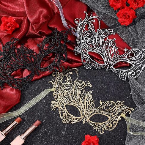 Grevosea Lace Masquerade Masks for Women, Halloween Multicolored Venetian Masks 1920s Vintage Antique Mask for Carnival Mardi Gras Prom and Costume Party in Saudi Arabia