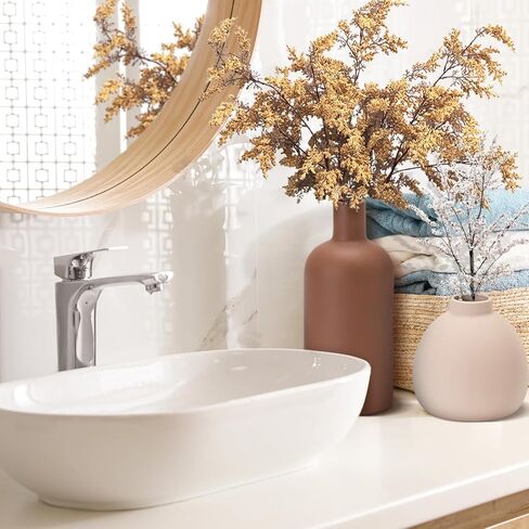 مجموعة مزهريات سيراميك محايدة - 5 مزهريات ذات لون ترابي غير لامع للديكور المنزلي الياباني أو الاسكندنافي أو البسيط، أو الطاولة، أو المدخل، أو الرف، أو رف الموقد in Kuwait