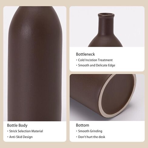 مجموعة مزهريات سيراميك محايدة - 5 مزهريات ذات لون ترابي غير لامع للديكور المنزلي الياباني أو الاسكندنافي أو البسيط، أو الطاولة، أو المدخل، أو الرف، أو رف الموقد in Kuwait