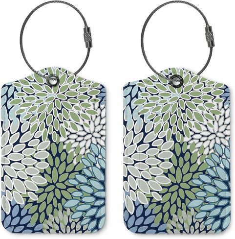 Boho Flower Luggage Tags for Suitcases,2 Pack Travel Suitcase Tags,Traveling Accessories,Baggage Tag Label with Steel Loop,Boho Lover Gifts in Saudi Arabia