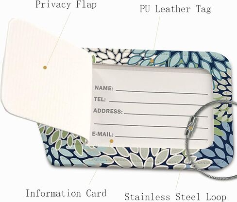 Boho Flower Luggage Tags for Suitcases,2 Pack Travel Suitcase Tags,Traveling Accessories,Baggage Tag Label with Steel Loop,Boho Lover Gifts in Saudi Arabia