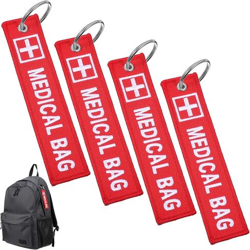 4 Pack Medical Alert Bag Tag, Double-Sided Medical Equipment Luggage Tags for Medicals Bag Respiratory Devices Diabetes Allergy Epipen Inside First Aid Tag in Saudi Arabia
