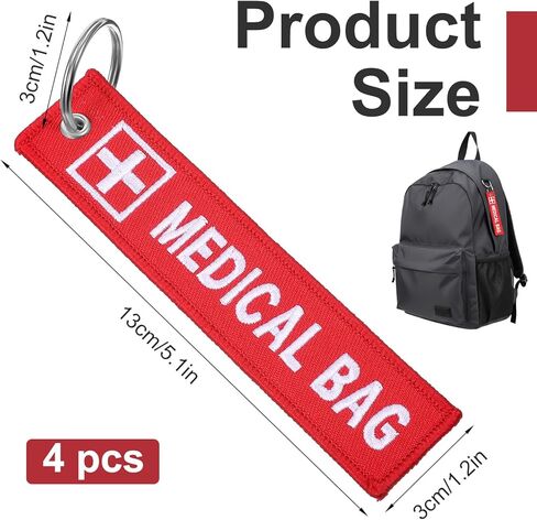 4 Pack Medical Alert Bag Tag, Double-Sided Medical Equipment Luggage Tags for Medicals Bag Respiratory Devices Diabetes Allergy Epipen Inside First Aid Tag in Saudi Arabia