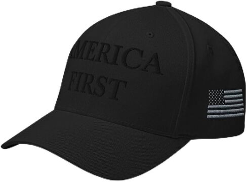 قبعة التعتيم America 1st - قبعة مرنة منظمة ومطرزة بشكل رقيق - قبعة العلم الأمريكي الأول الوطنية للولايات المتحدة الأمريكية in Kuwait