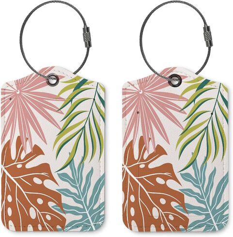 Boho Flower Luggage Tags for Suitcases,2 Pack Travel Suitcase Tags,Traveling Accessories,Baggage Tag Label with Steel Loop,Boho Lover Gifts in Saudi Arabia