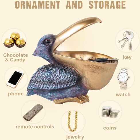 Pelican Decor Statue Candy Dish Bowl for Entryway Table Decor Items Funny Animal Key Dish Decorative Objects for Office Desk Decor Accents (Grey) in Saudi Arabia