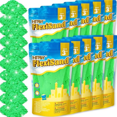 NiToy Value Pack 19lbs of 10 Colored Moldable Self-Sticking Sand, Never Dries Out-Fun for 3 Years and up Kids Bulk Refill for Sensory Sand Box Toys, Ideal for Shaping, Squeezing and Molding in Kuwait