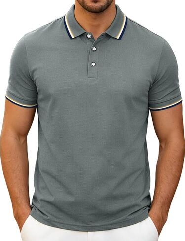 Men's Golf Polo Shirts Short Sleeve Striped Casual Polo Shirts for Men Dry Fit Tennis T-Shirt Tops in Saudi Arabia