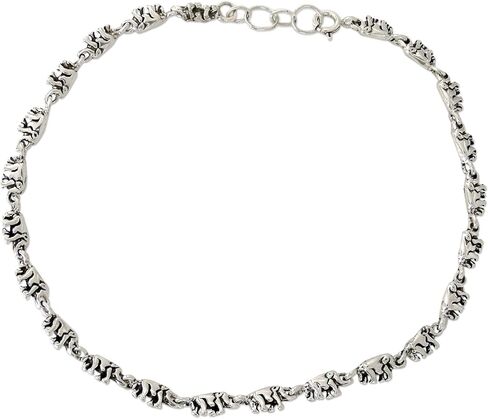 NOVICA Artisan Handmade .925 Sterling Silver Anklet Link Elephant Indian Jewelry Animal Themed 'Elephant Parade' in Saudi Arabia