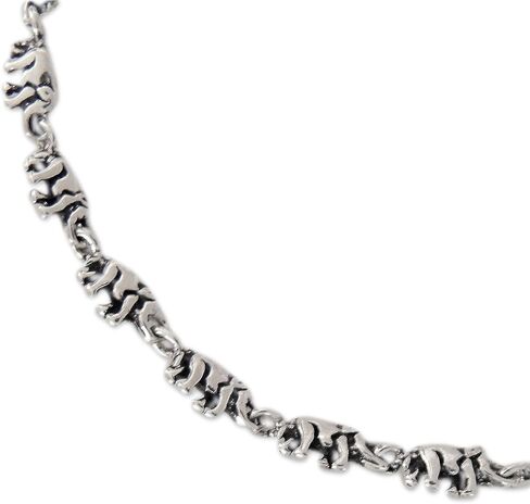 NOVICA Artisan Handmade .925 Sterling Silver Anklet Link Elephant Indian Jewelry Animal Themed 'Elephant Parade' in Saudi Arabia