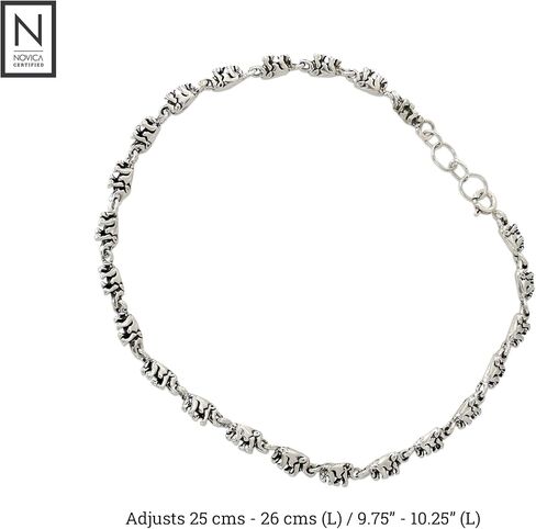 NOVICA Artisan Handmade .925 Sterling Silver Anklet Link Elephant Indian Jewelry Animal Themed 'Elephant Parade' in Saudi Arabia