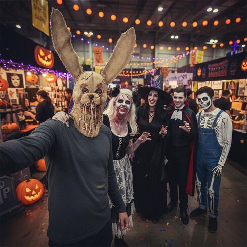 مخيف الأرنب الفزاعة قناع الخيش كيس واقعية اللاتكس أرنب الرعب الشيطان القاتل قناع السارق للكبار هالوين تأثيري الطرف in Kuwait