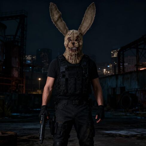 مخيف الأرنب الفزاعة قناع الخيش كيس واقعية اللاتكس أرنب الرعب الشيطان القاتل قناع السارق للكبار هالوين تأثيري الطرف in Kuwait