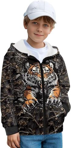 Cool Zip Up Hoodies for Boys Fleece Hooded Sweatshirt with Pockets Fall Winter Clothes Size 5-14 Years in Saudi Arabia