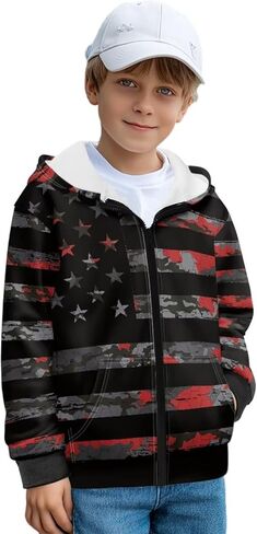 Cool Zip Up Hoodies for Boys Fleece Hooded Sweatshirt with Pockets Fall Winter Clothes Size 5-14 Years in Saudi Arabia