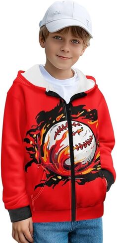 Cool Zip Up Hoodies for Boys Fleece Hooded Sweatshirt with Pockets Fall Winter Clothes Size 5-14 Years in Saudi Arabia