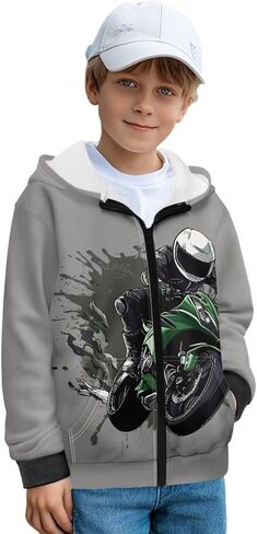 Cool Zip Up Hoodies for Boys Fleece Hooded Sweatshirt with Pockets Fall Winter Clothes Size 5-14 Years in Saudi Arabia