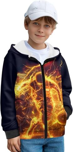 Cool Zip Up Hoodies for Boys Fleece Hooded Sweatshirt with Pockets Fall Winter Clothes Size 5-14 Years in Saudi Arabia