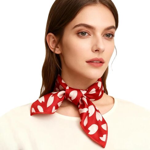 IZUS Women Small-Scarves Satin-Silk-Feeling Scarves-Tie 19in-Square Love-Heart-Pattern Headscarf/Handbags/Neck/Wrist in Saudi Arabia