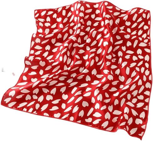 IZUS Women Small-Scarves Satin-Silk-Feeling Scarves-Tie 19in-Square Love-Heart-Pattern Headscarf/Handbags/Neck/Wrist in Saudi Arabia