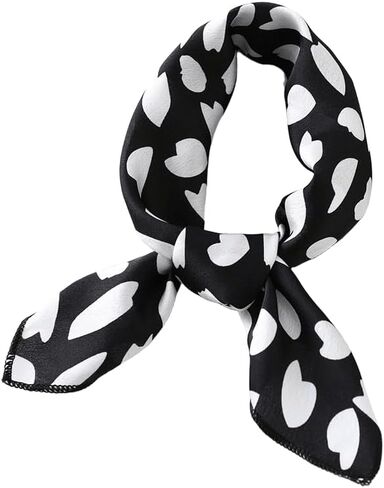 IZUS Women Small-Scarves Satin-Silk-Feeling Scarves-Tie 19in-Square Love-Heart-Pattern Headscarf/Handbags/Neck/Wrist in Saudi Arabia