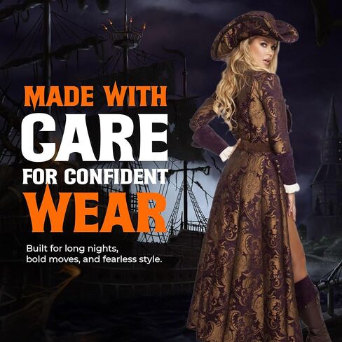 Sexy Pirate Costume Women, ROMA 6 Pc Decadent Pirate Diva Halloween Costumes for Women Adult, Brocade Jacket with Mini Dress in Saudi Arabia